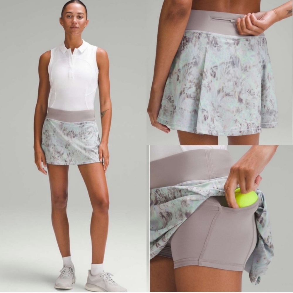Lululemon Pace Rival Mid-Rise Skirt *LongPlisse Bloom Multi / Mauve Gre…